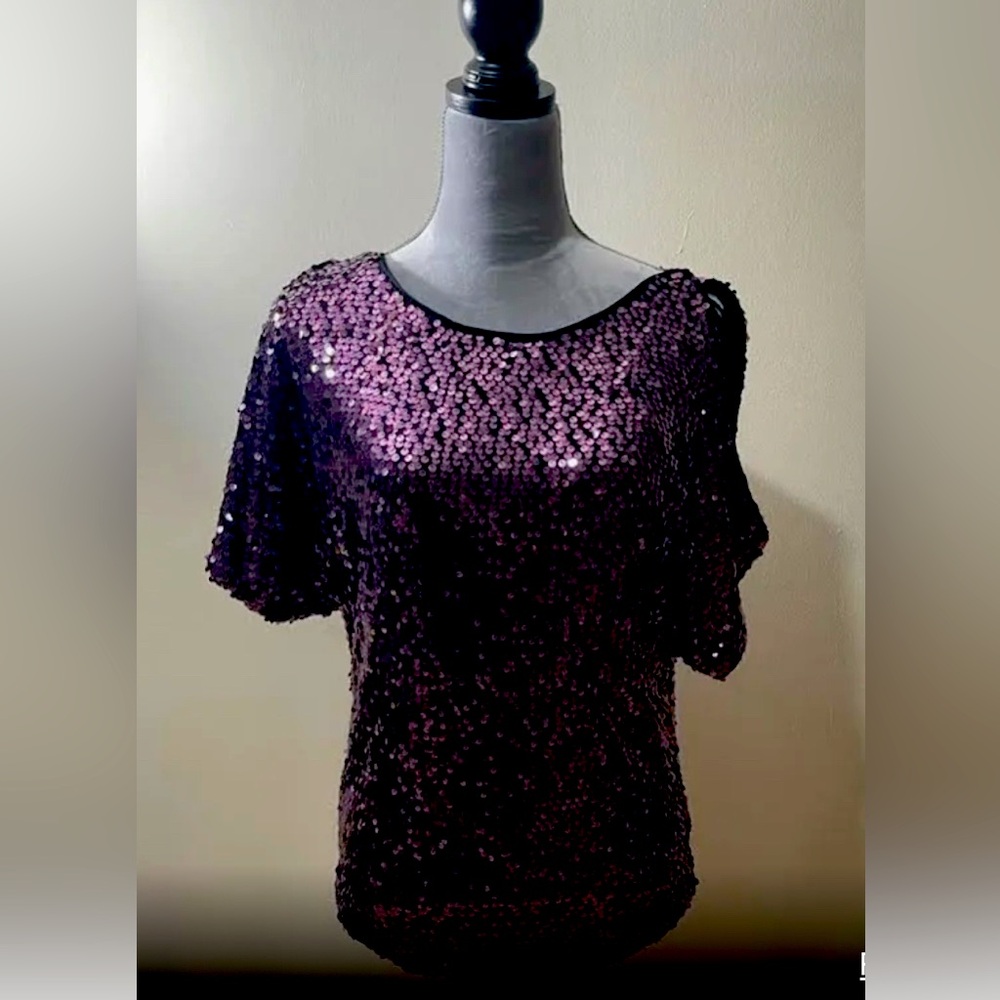 Adrianna Papell Evening Essentials Sequin Top Cold Shoulder Style PM